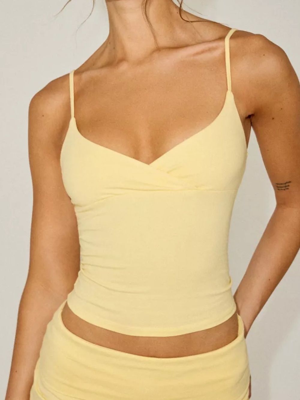 urban outfitters light yellow cami brandy melville tiffany tank garage